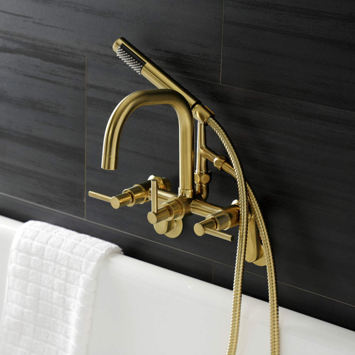 Concord AE8457DL Wall Mount Clawfoot Tub Faucet, Brushed Brass