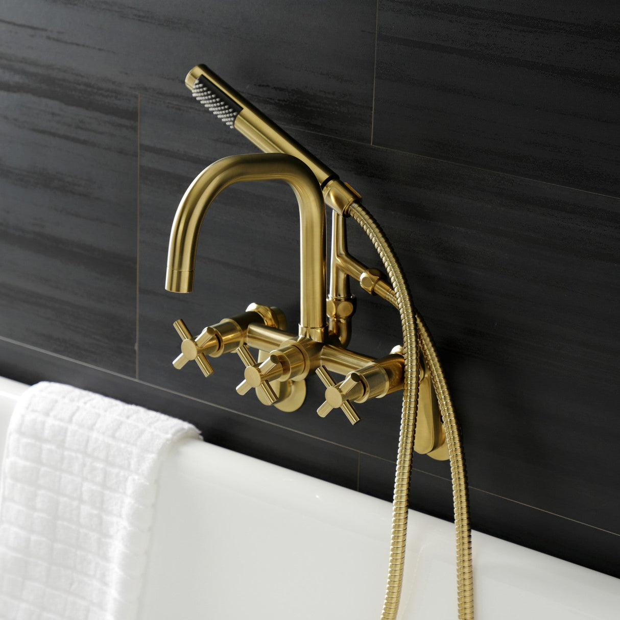 Concord AE8457DX Wall Mount Clawfoot Tub Faucet, Brushed Brass