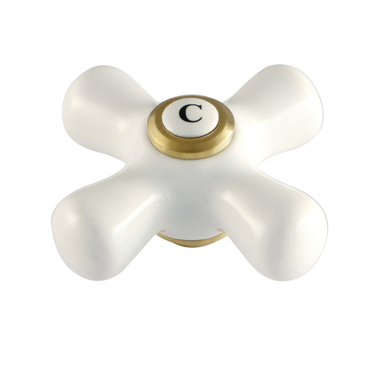 Aqua Vintage AECX7C Cold Porcelain Cross Handle, Brushed Brass