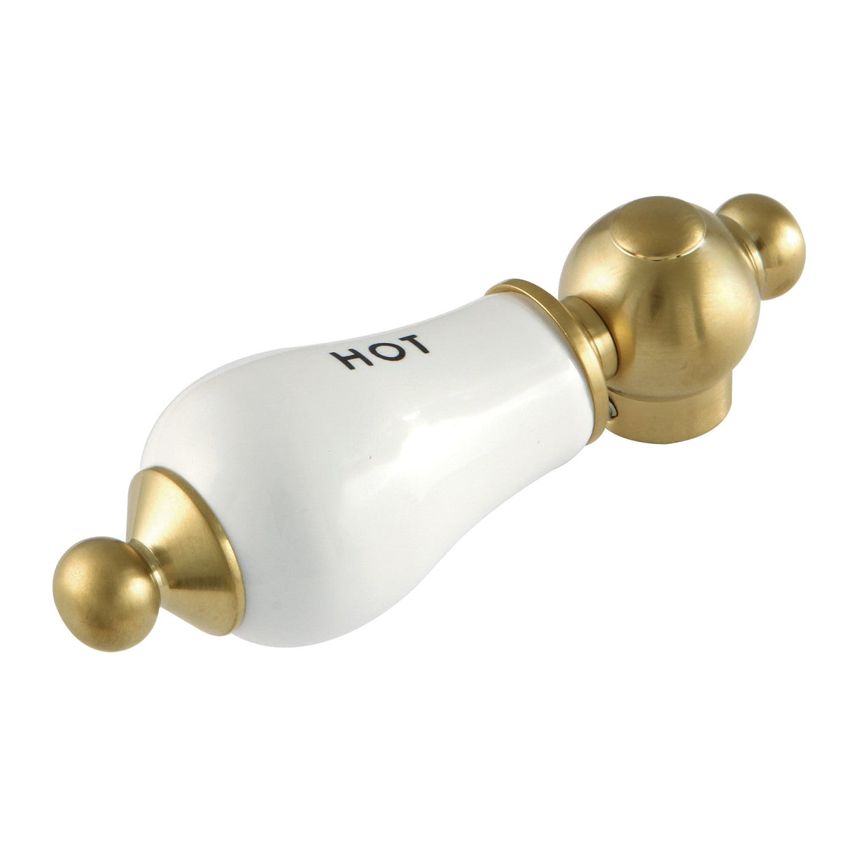 Aqua Vintage AEPL7H Hot Porcelain Lever Handle, Brushed Brass