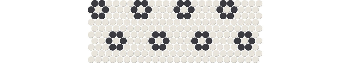 American Olean Unglazed Mosaics Ice White/Black Penny Rounds Matte Mosaic Tile 0A61PNYRDRSMS1P