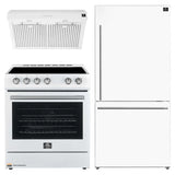 Forno Espresso 3-Piece Appliance Package - 30-Inch Electric Range with 5.0 Cu.Ft. Electric Oven, Refrigerator, and Under Cabinet Range Hood in White with Stainless Steel Handle
