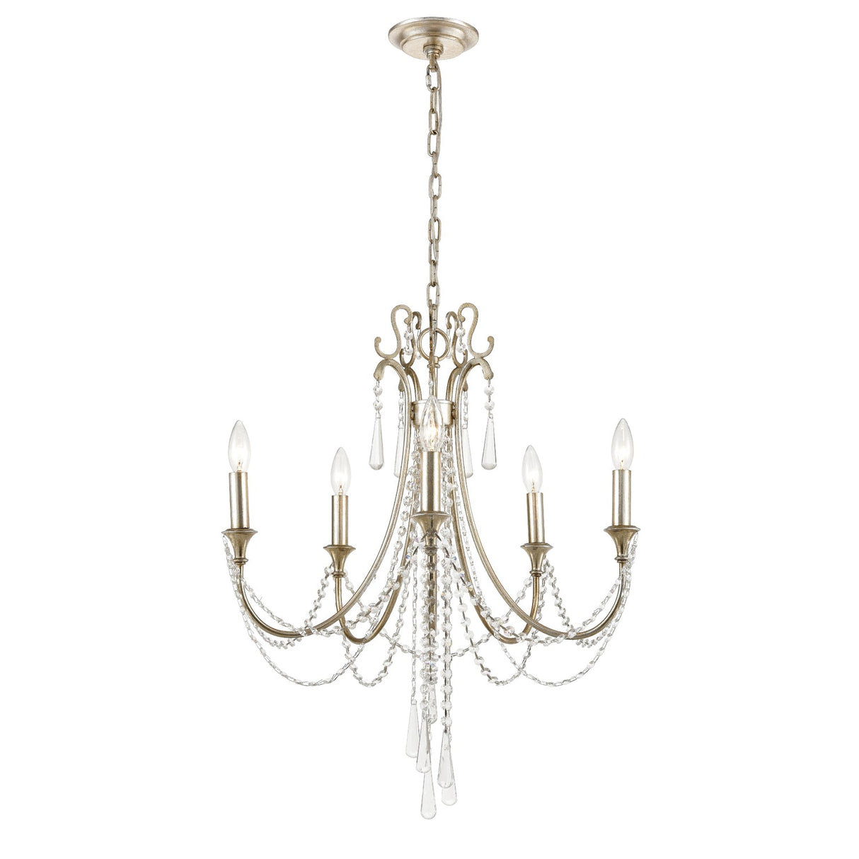 Arcadia 5 Light Antique Silver Chandelier ARC-1905-SA-CL-MWP