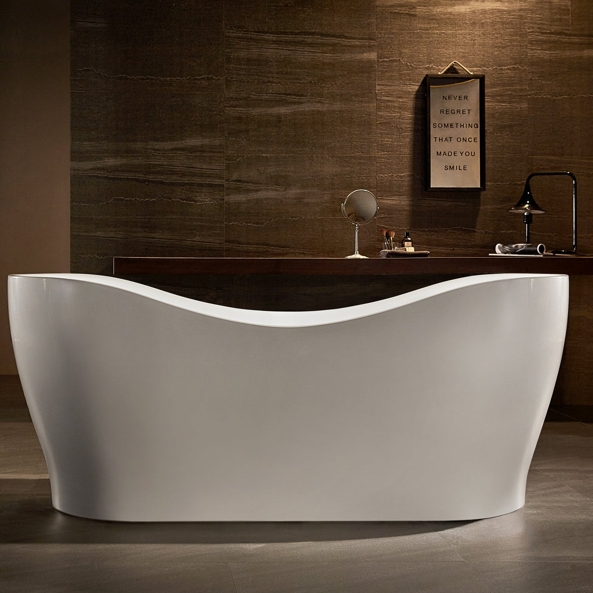 Mavis 67" Acrylic Freestanding Double Slipper With Internal Drain