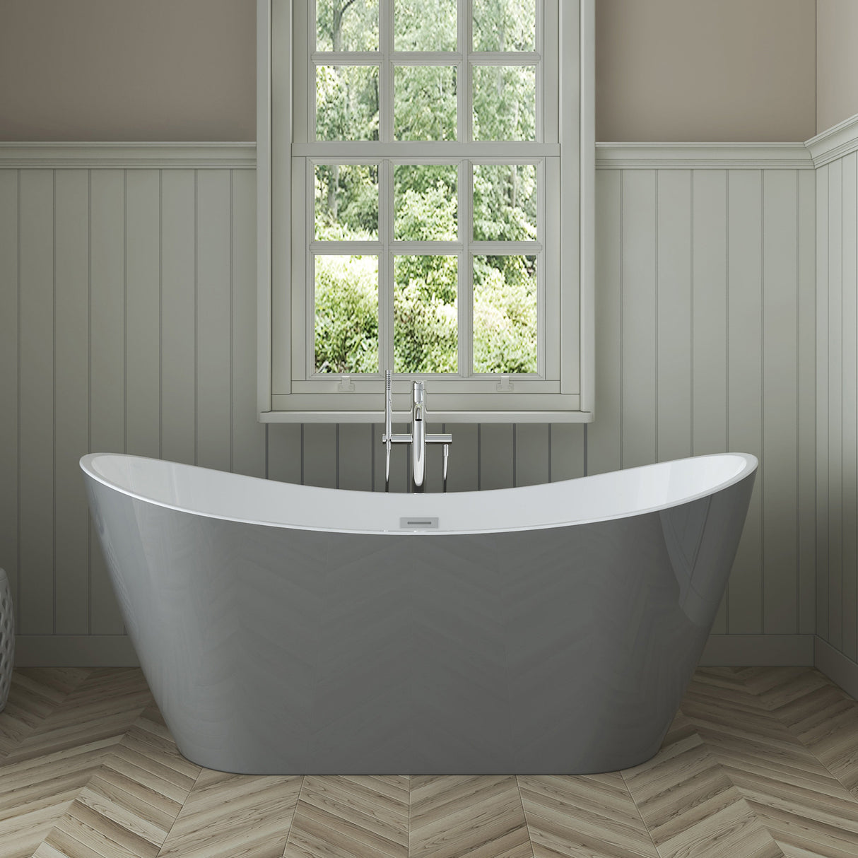 Nairobi 67" Acrylic Double Slipper Tub in Light Grey