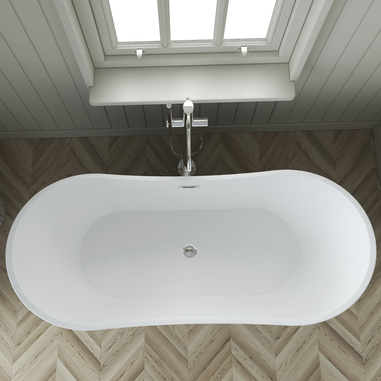 Nairobi 67" Acrylic Double Slipper Tub in Light Grey