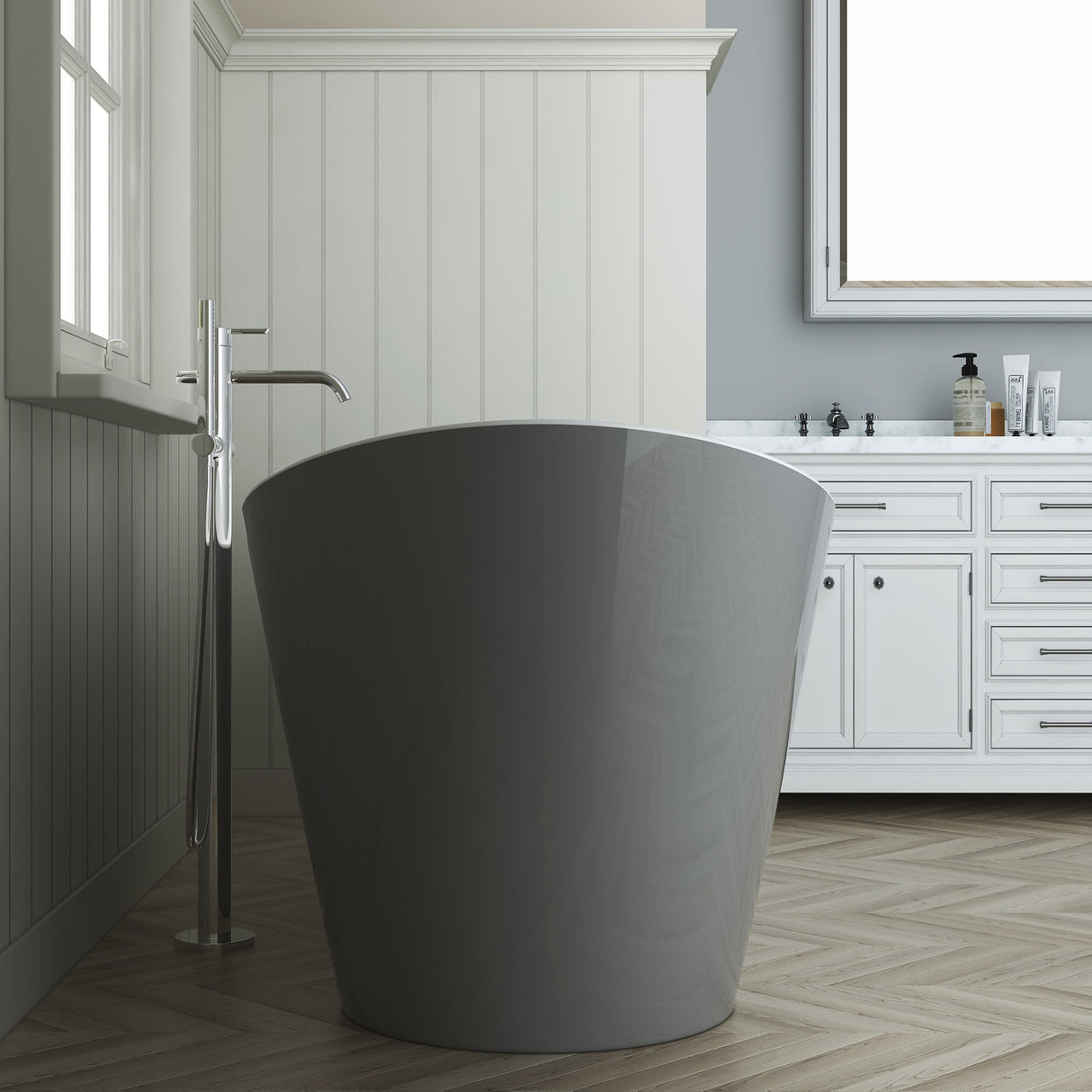 Nairobi 67" Acrylic Double Slipper Tub in Light Grey