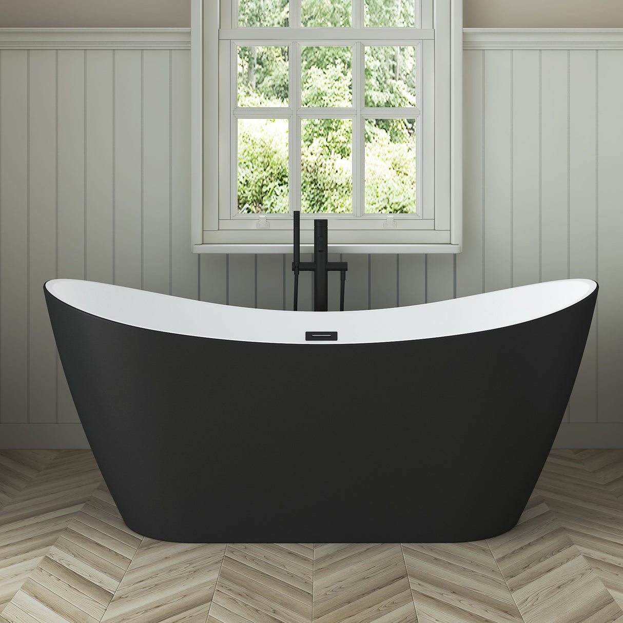 Nairobi 67" Acrylic Double Slipper Tub in Matte Black