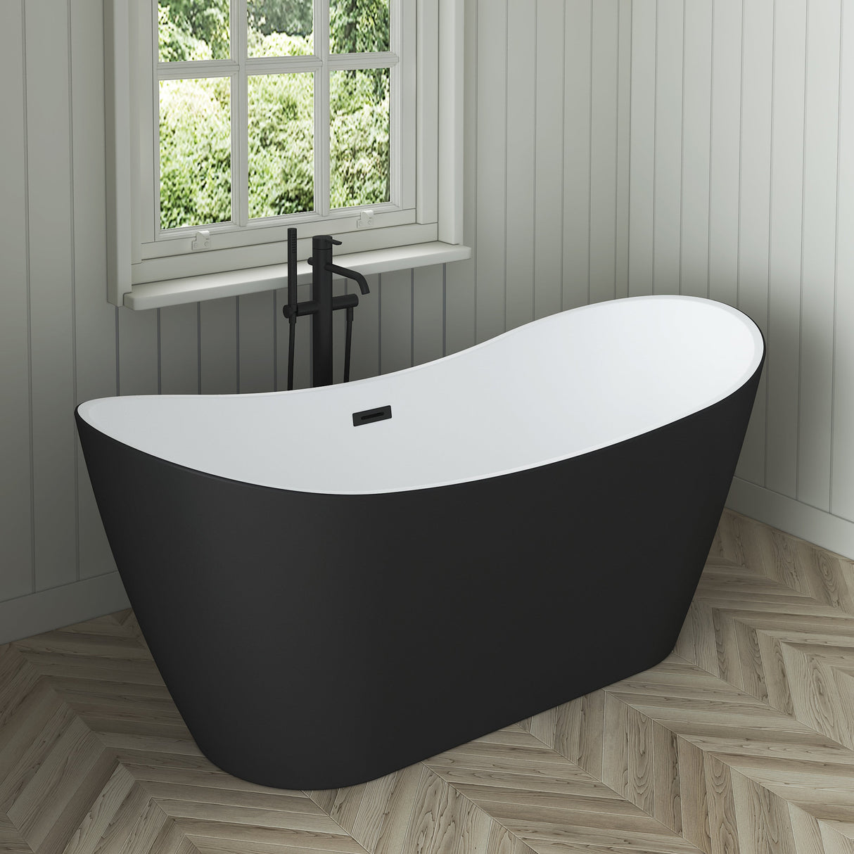 Nairobi 67" Acrylic Double Slipper Tub in Matte Black