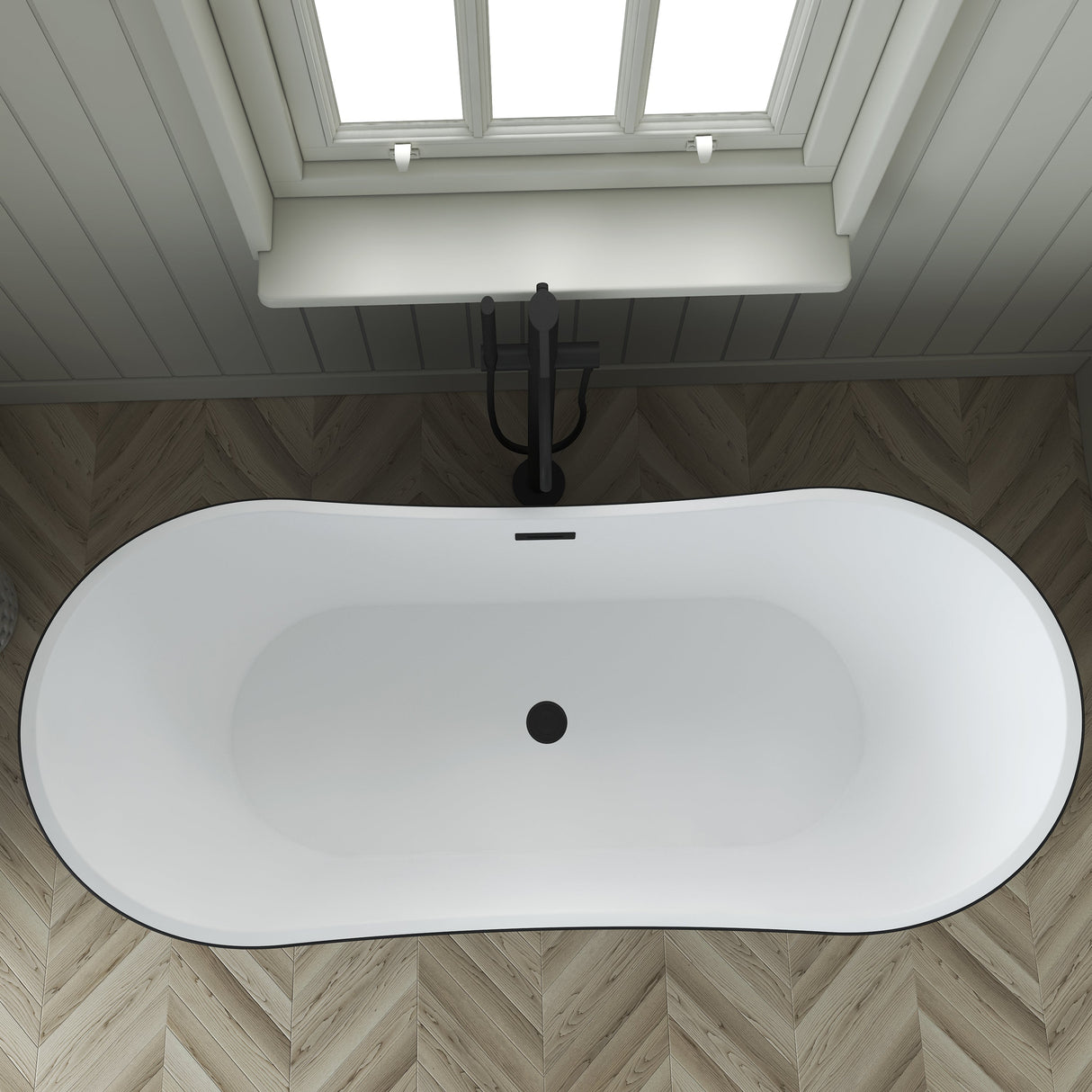 Nairobi 67" Acrylic Double Slipper Tub in Matte Black