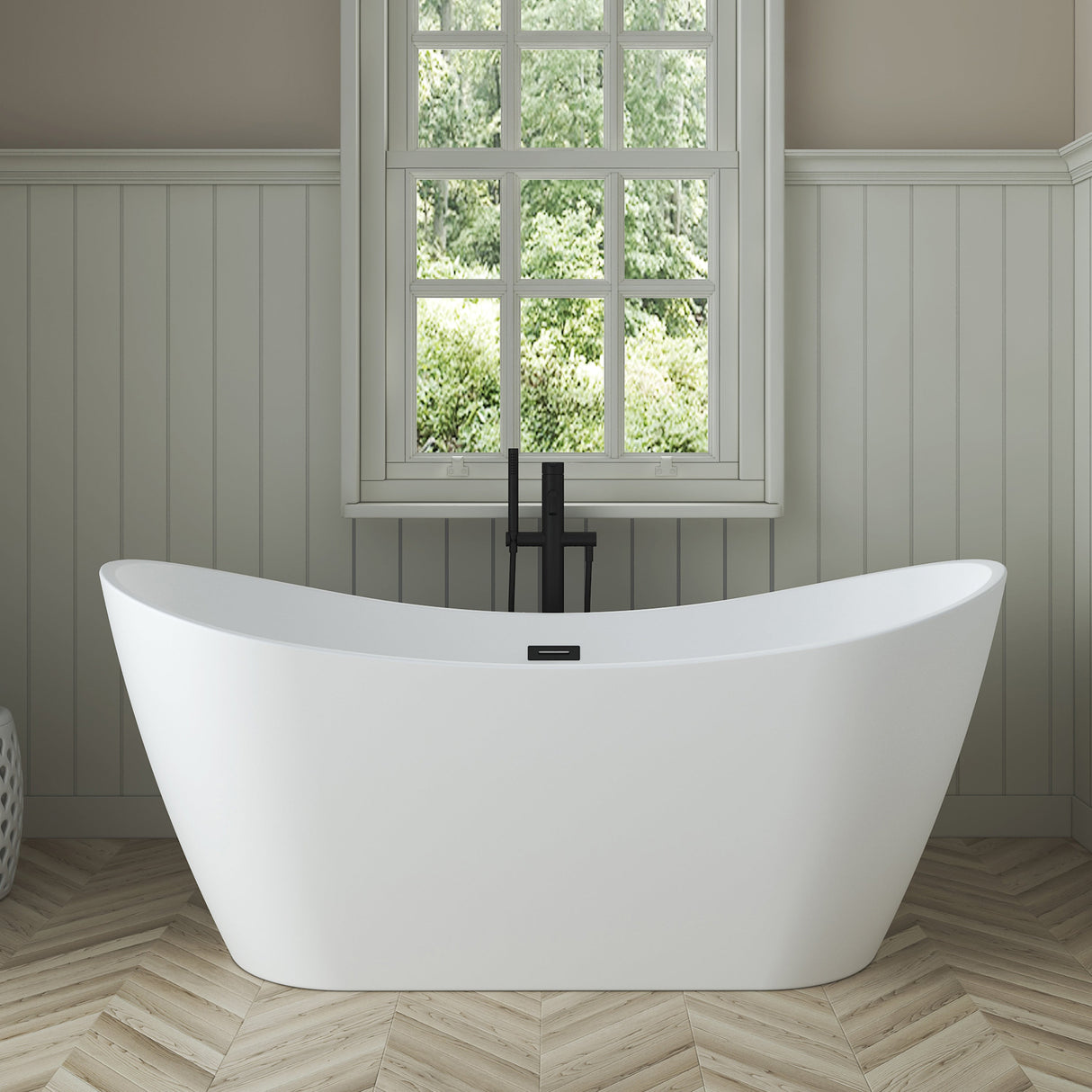 Nairobi 67" Acrylic Double Slipper Tub in Matte White