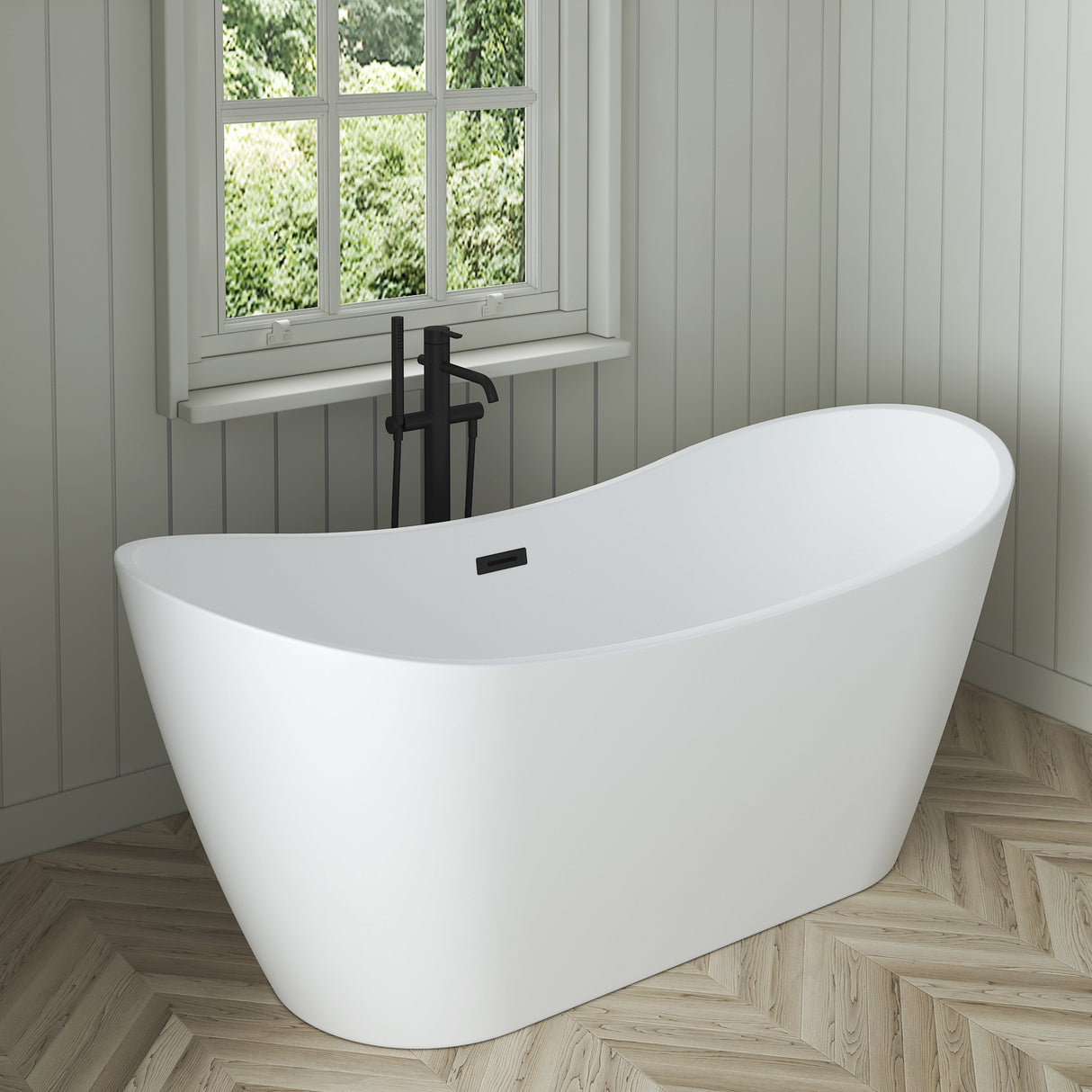 Nairobi 67" Acrylic Double Slipper Tub in Matte White