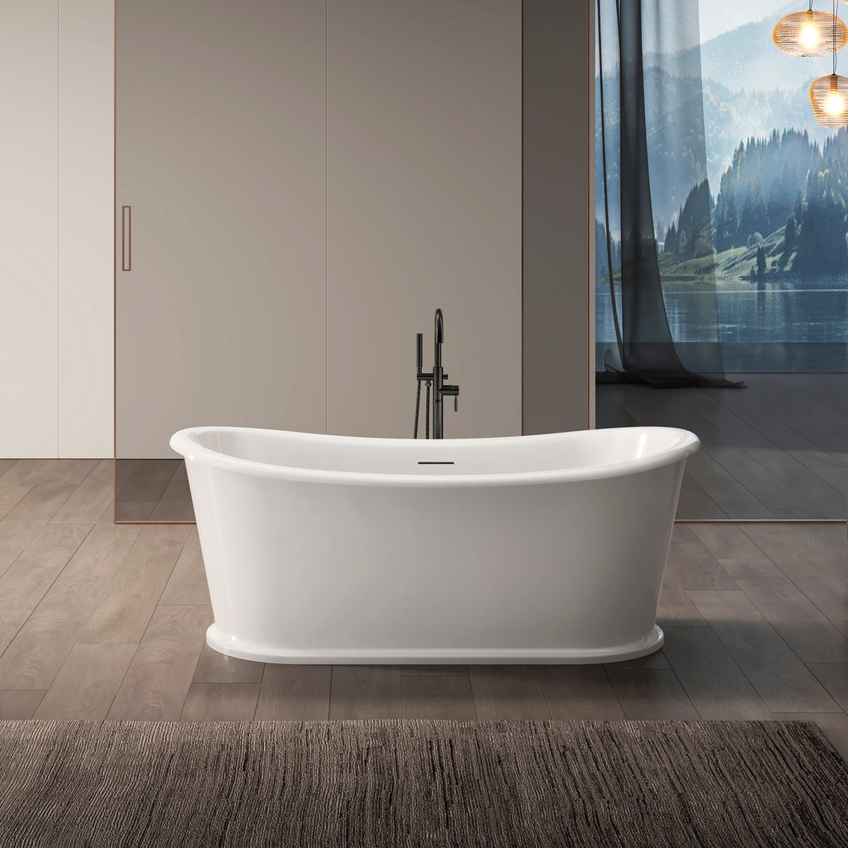 Mortana 69" Acrylic Double Slipper Tub in Gloss White