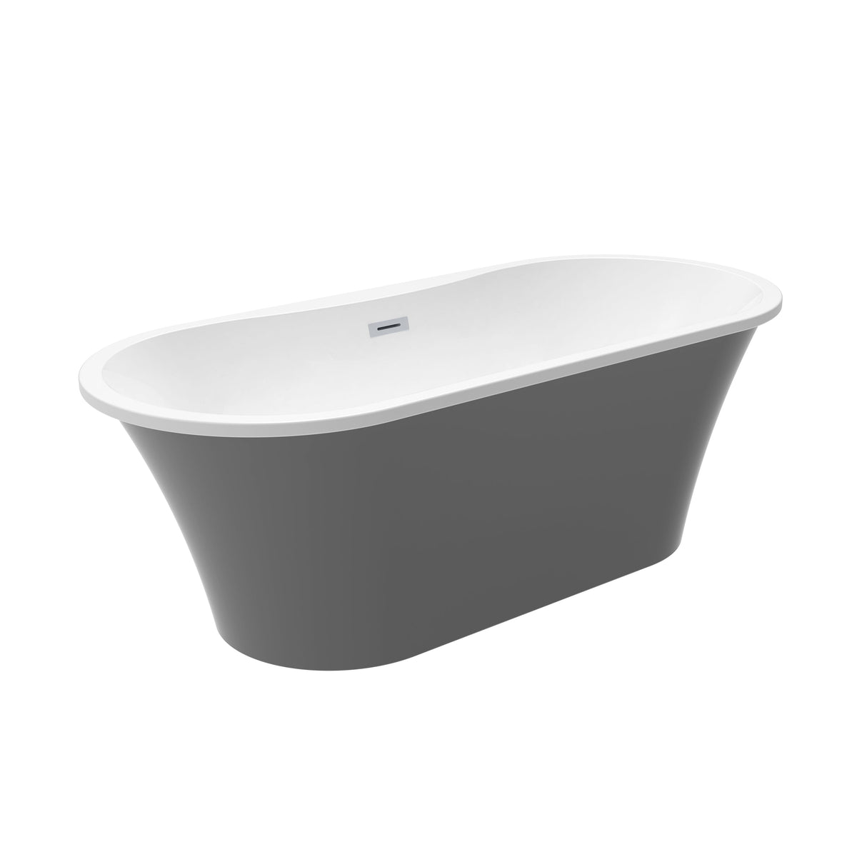 Nouri 66" Acrylic Freestanding Tub with Integral Drain in Light Grey