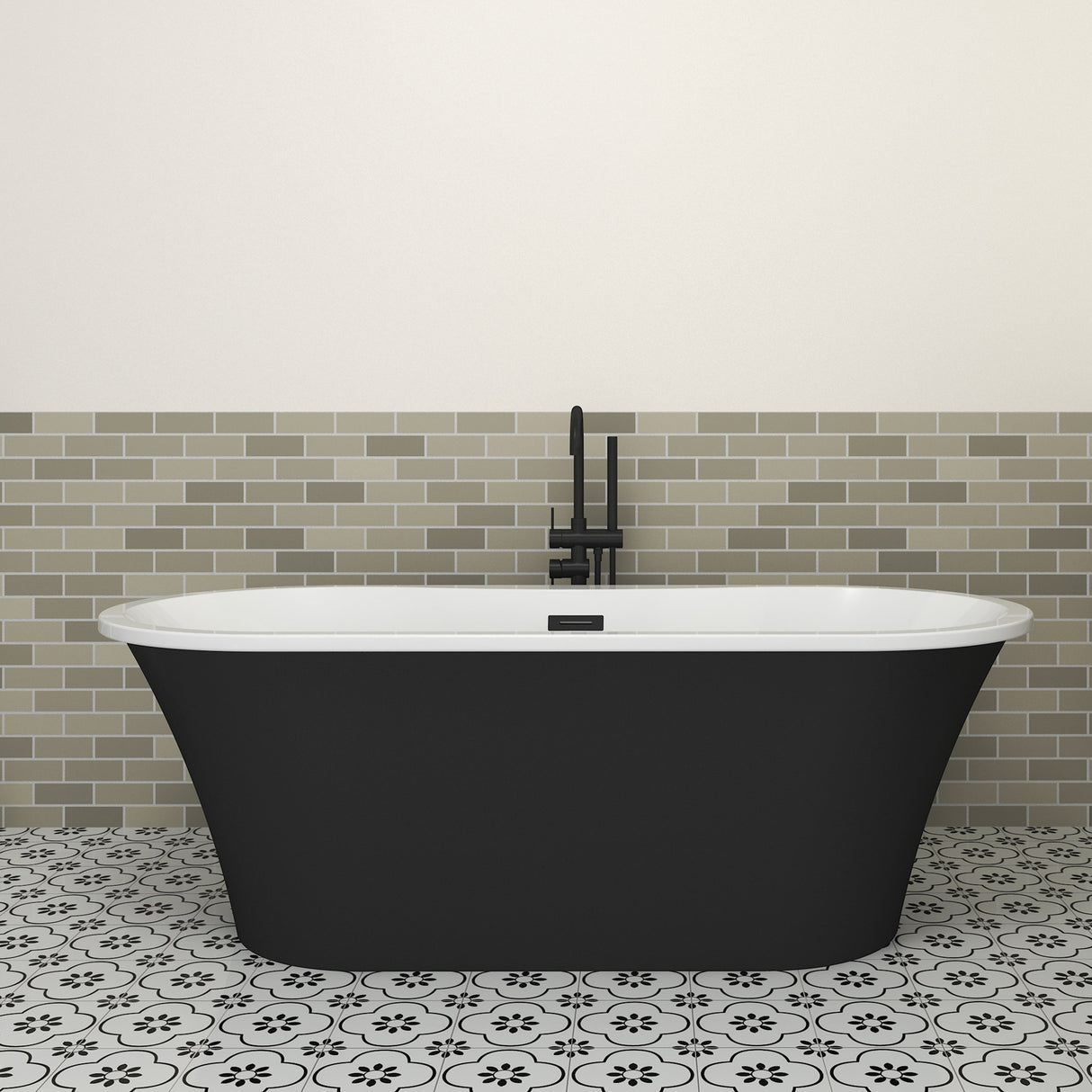 Nouri 66" Acrylic Freestanding Tub with Integral Drain in Matte Black