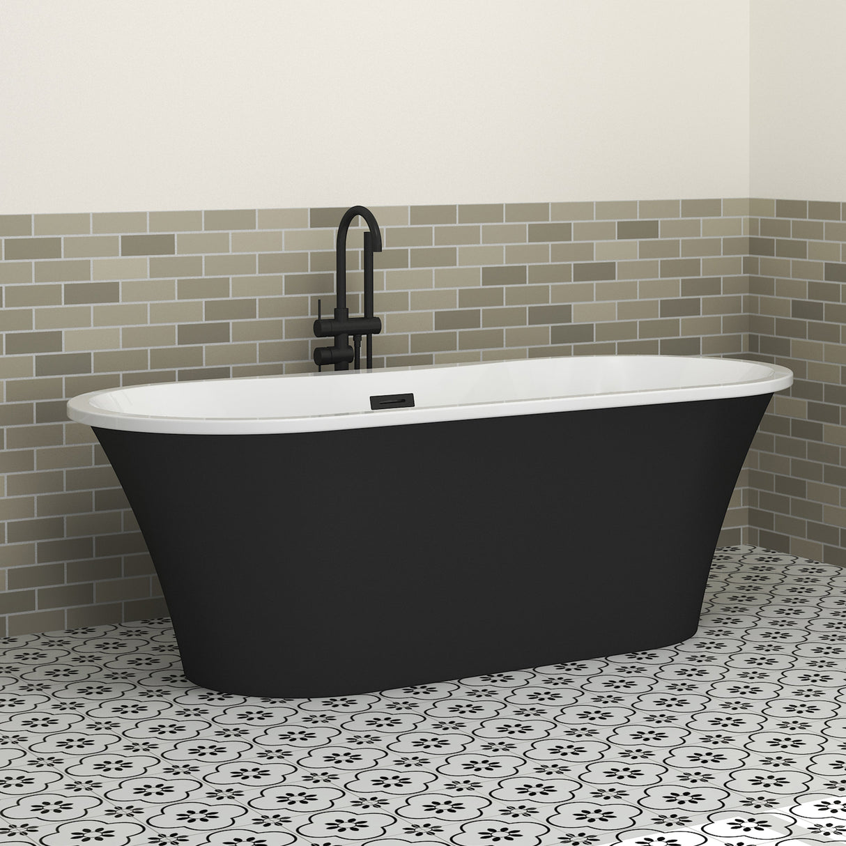 Nouri 66" Acrylic Freestanding Tub with Integral Drain in Matte Black