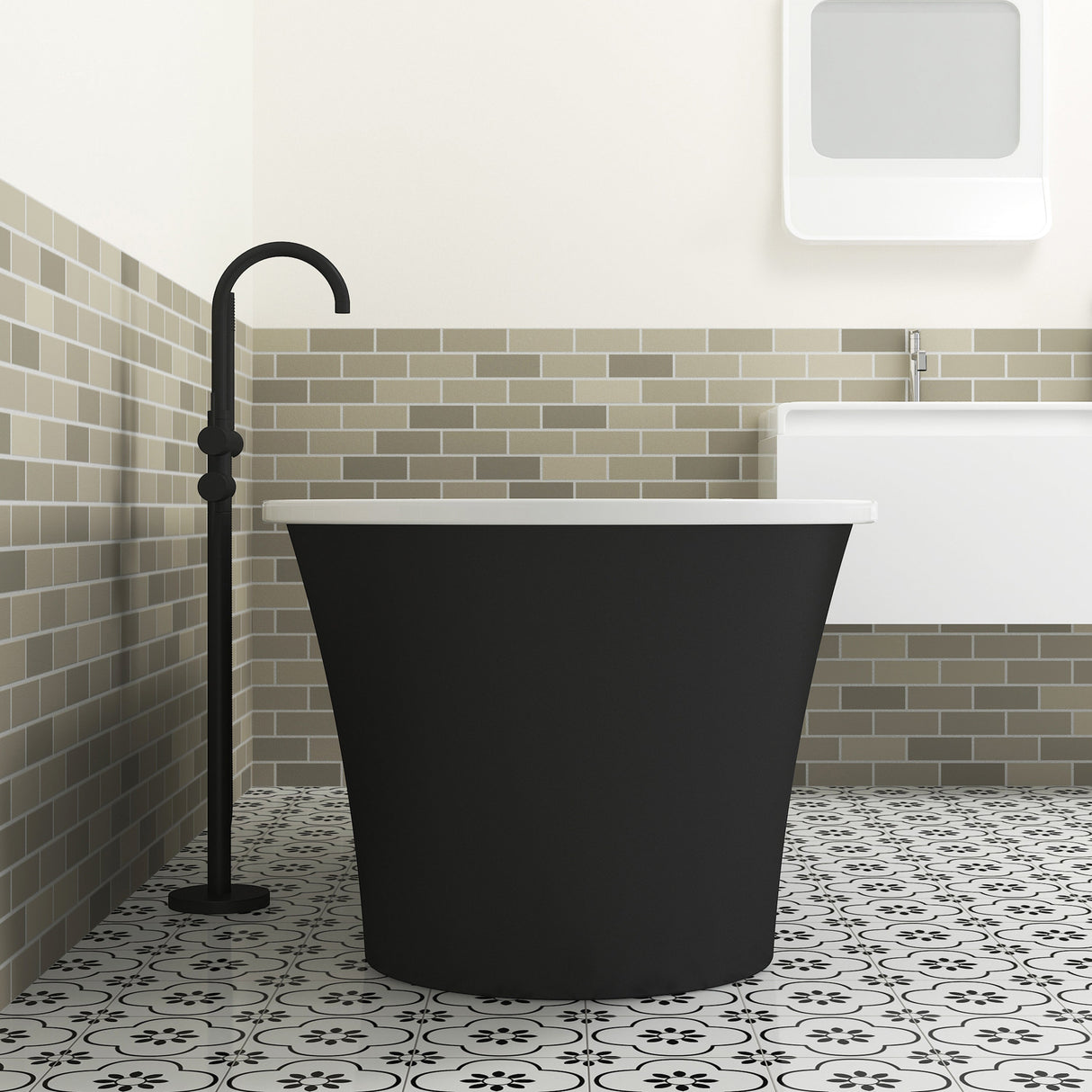 Nouri 66" Acrylic Freestanding Tub with Integral Drain in Matte Black