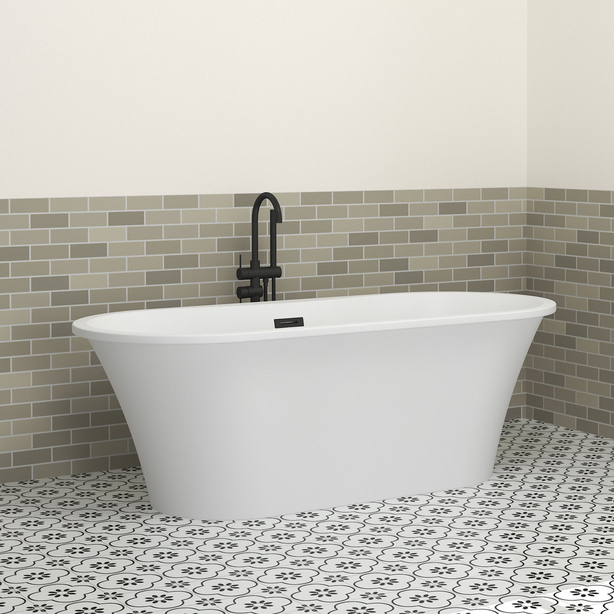 Nouri 66" Acrylic Freestanding Tub with Integral Drain in Matte White