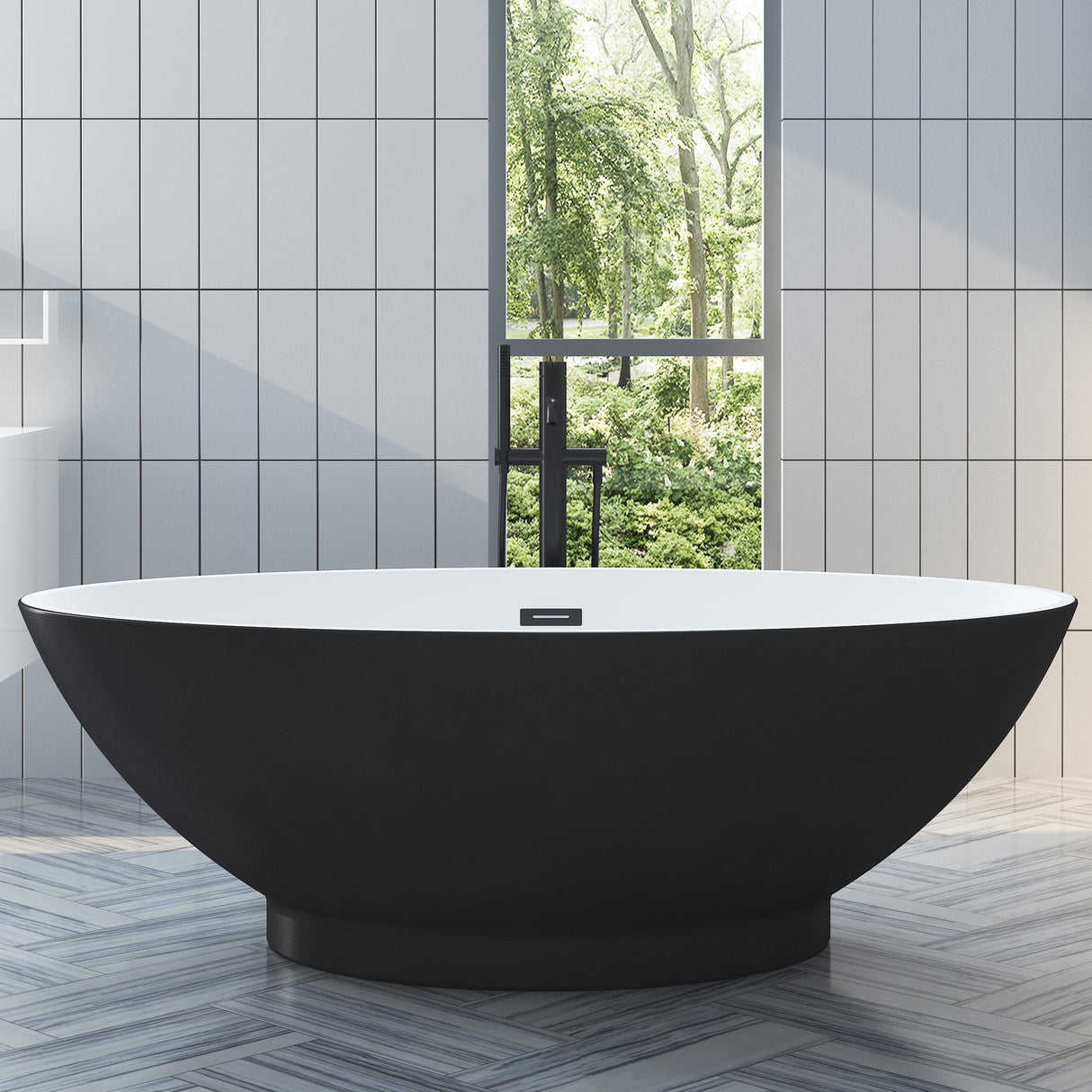 Noelani 66" Acrylic Freestanding Tub with Integral Drain in Matte Black