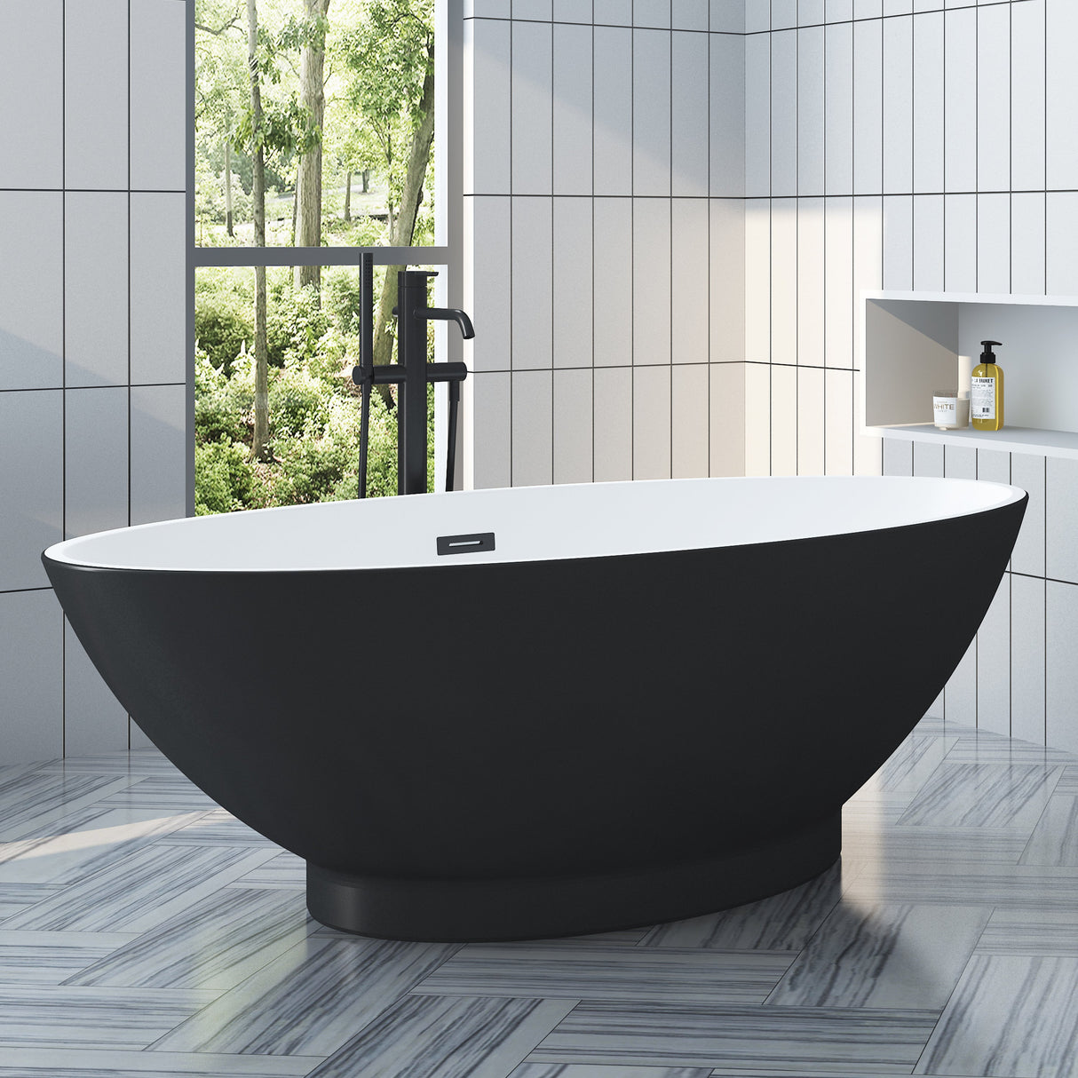 Noelani 66" Acrylic Freestanding Tub with Integral Drain in Matte Black