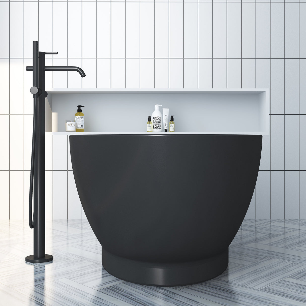 Noelani 66" Acrylic Freestanding Tub with Integral Drain in Matte Black