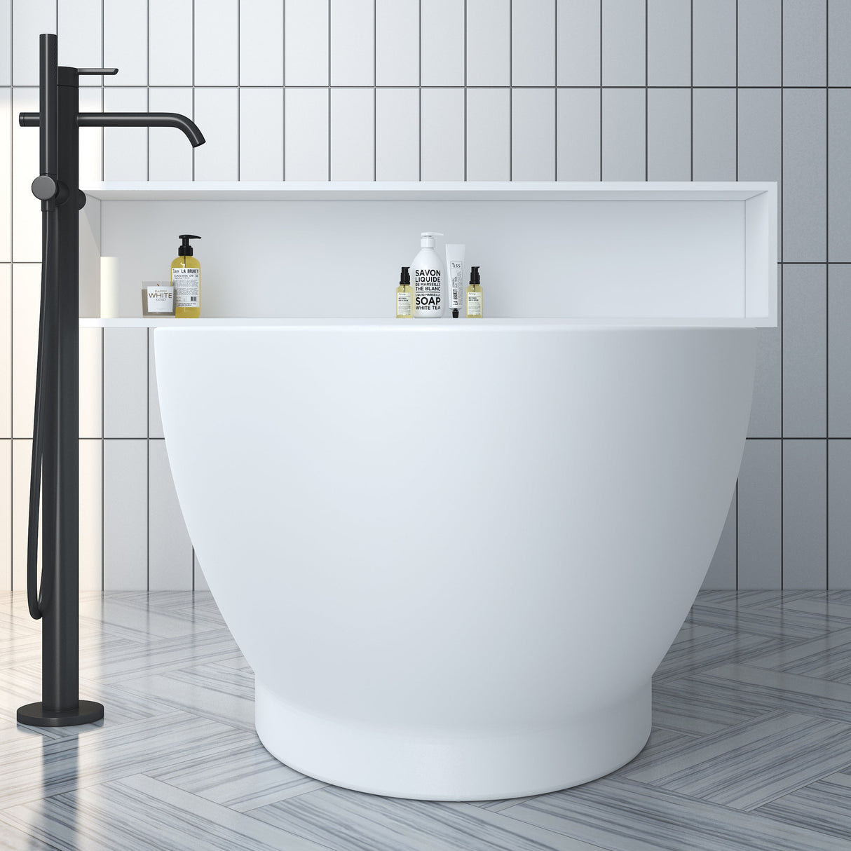 Noelani 66" Acrylic Freestanding Tub with Integral Drain in Matte White