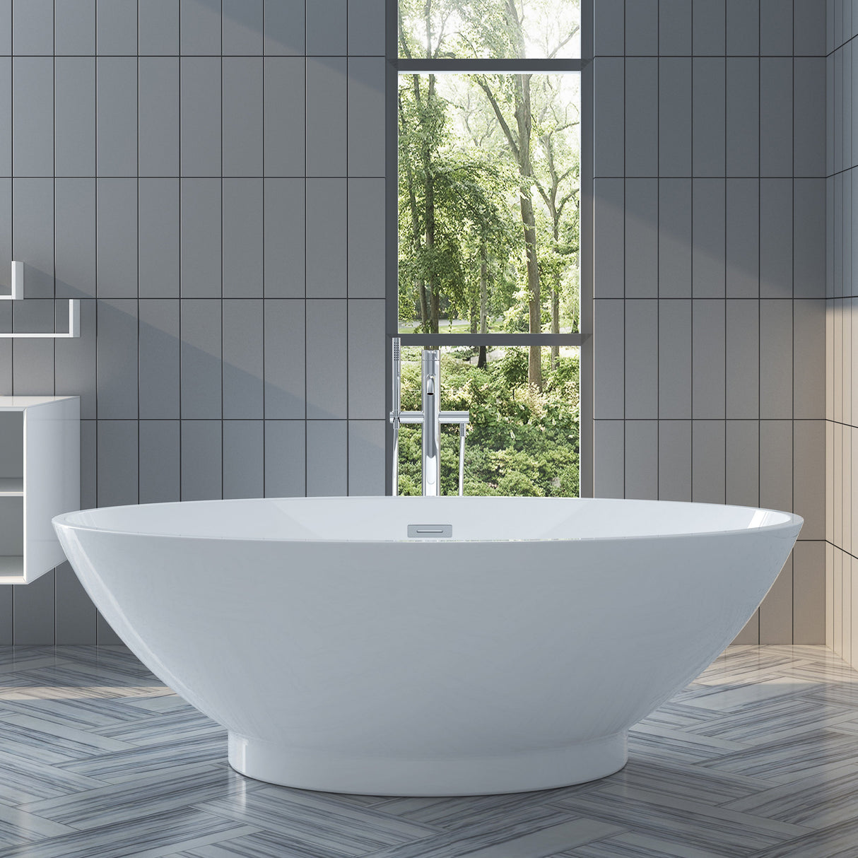 Noelani 66" Acrylic Freestanding Tub with Integral Drain