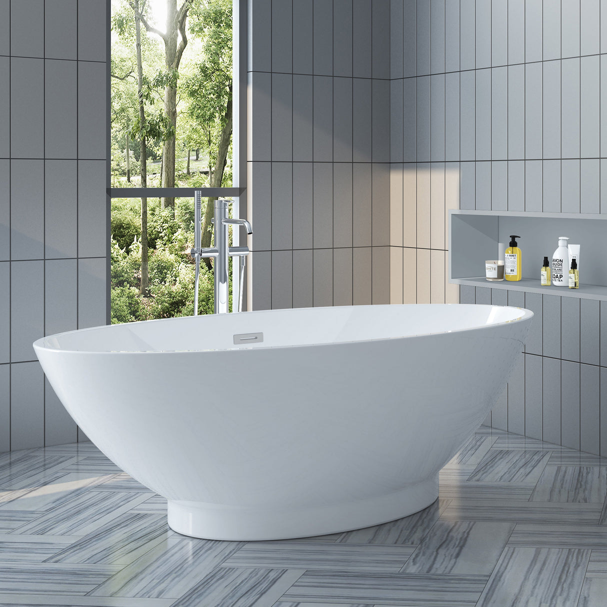 Noelani 66" Acrylic Freestanding Tub with Integral Drain