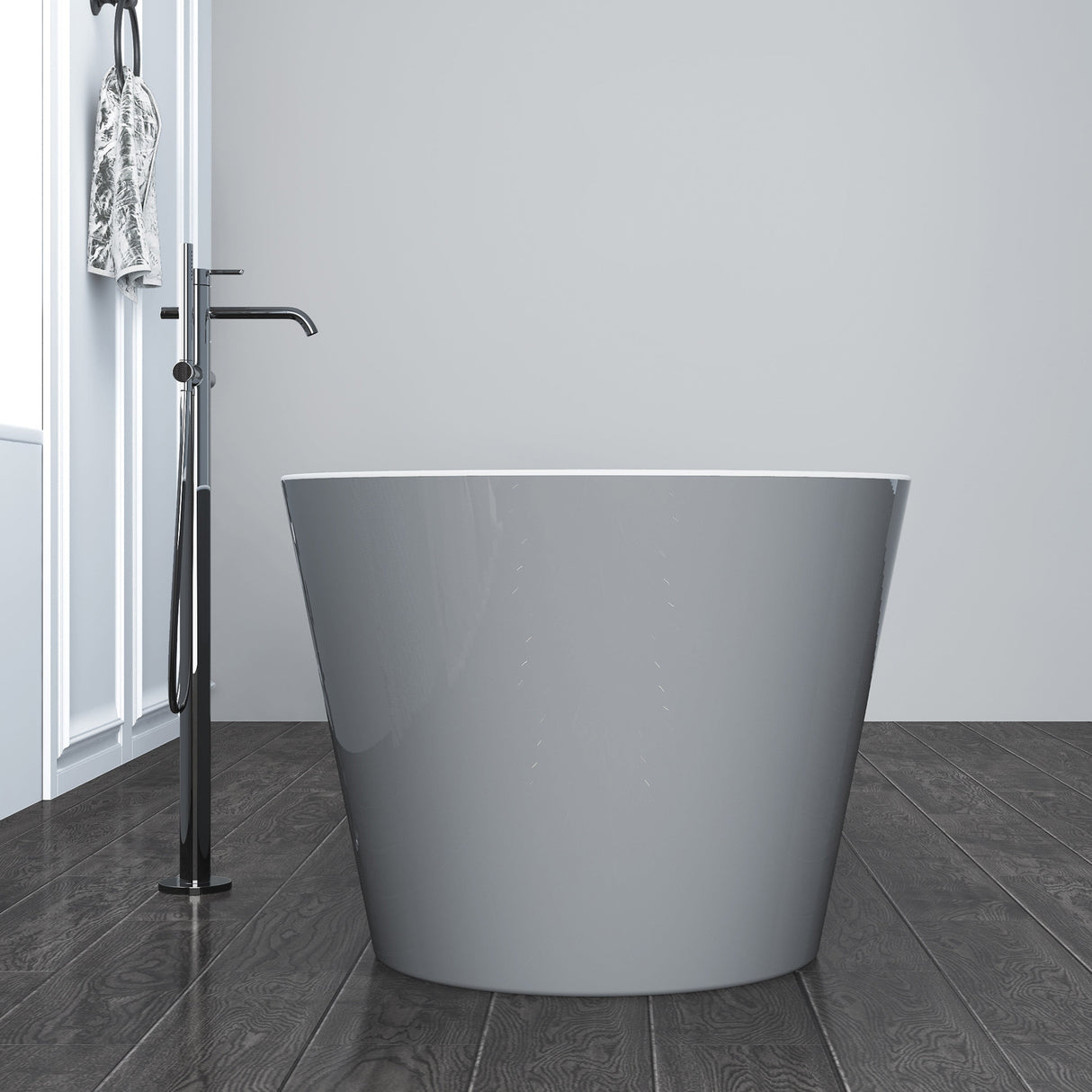 Patrick 67" Acrylic Tub with Integrated Drain and Overflow in Light Grey