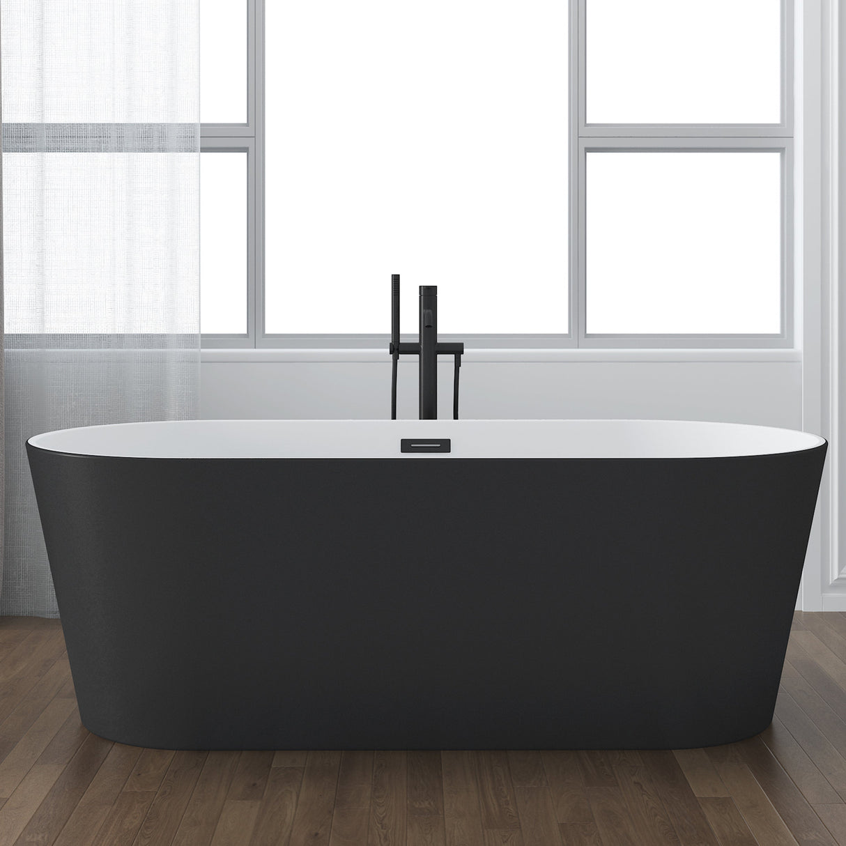 Patrick 67" Acrylic Tub with Integrated Drain and Overflow In Matte Black