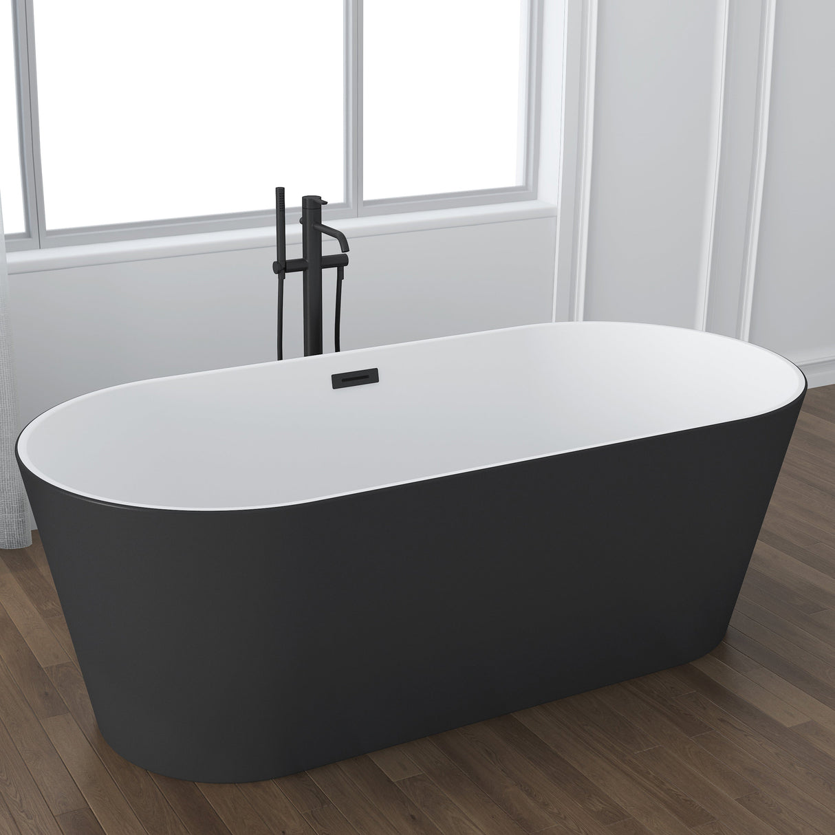 Patrick 67" Acrylic Tub with Integrated Drain and Overflow In Matte Black