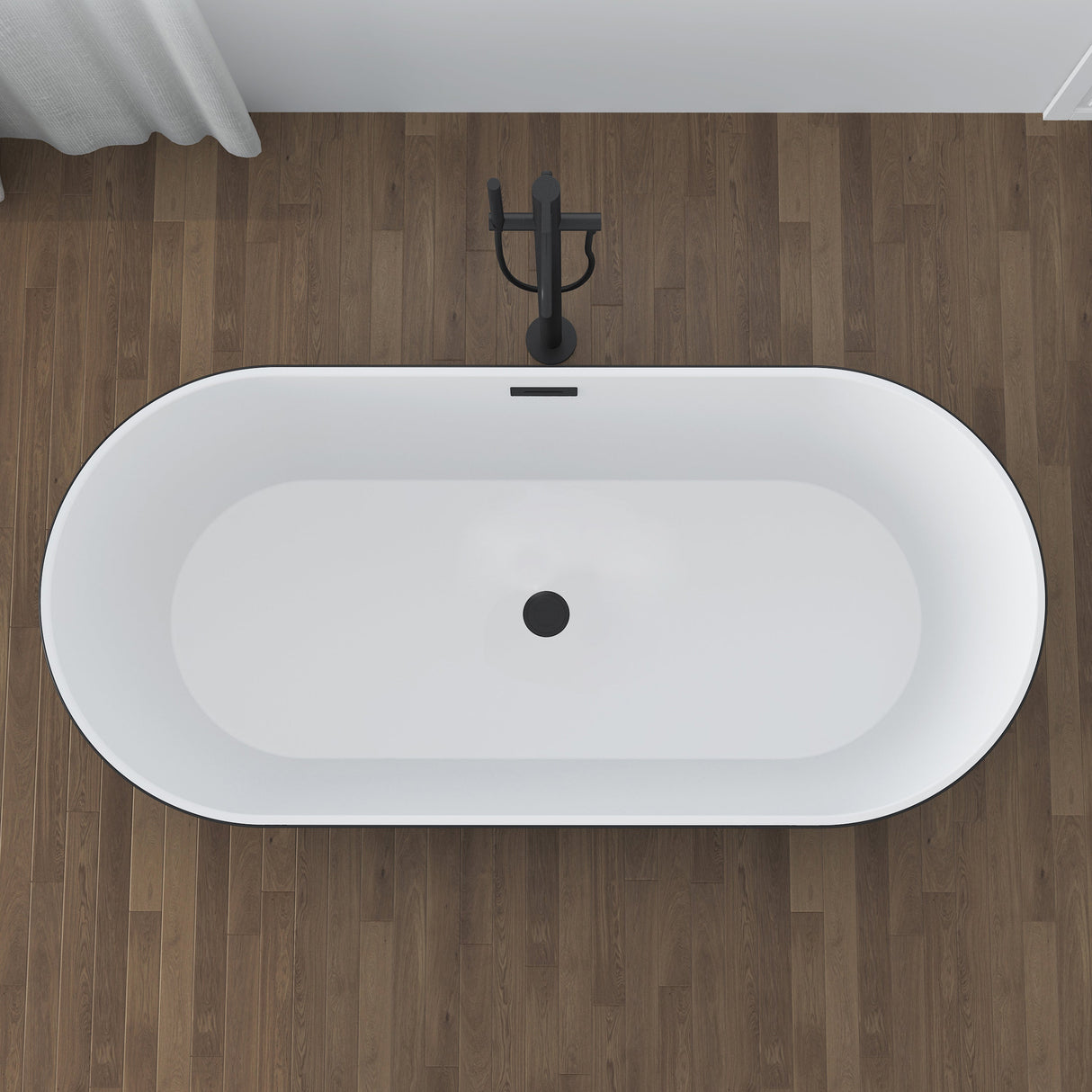 Patrick 67" Acrylic Tub with Integrated Drain and Overflow In Matte Black