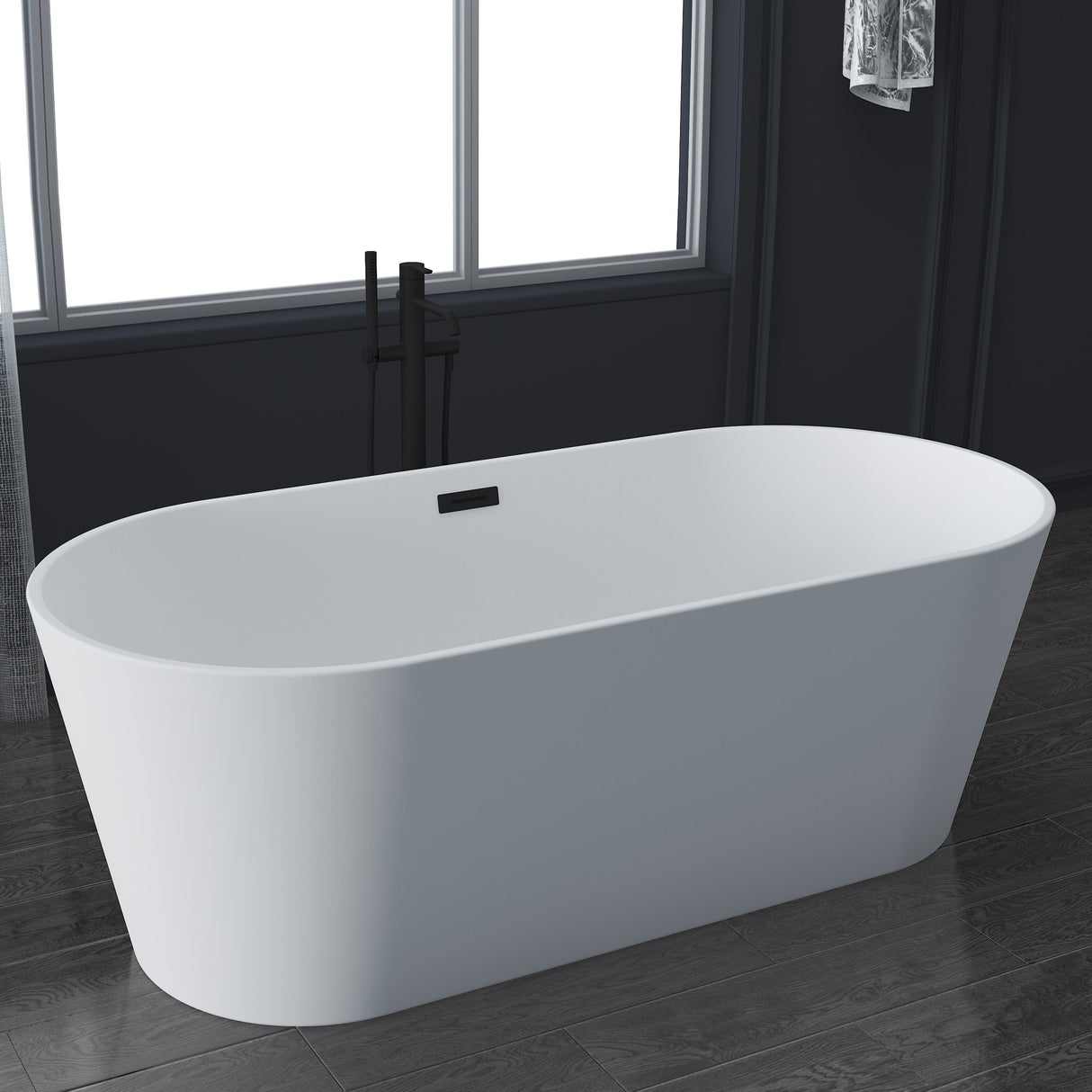 Patrick 67" Acrylic Tub with Integrated Drain and Overflow In Matte White