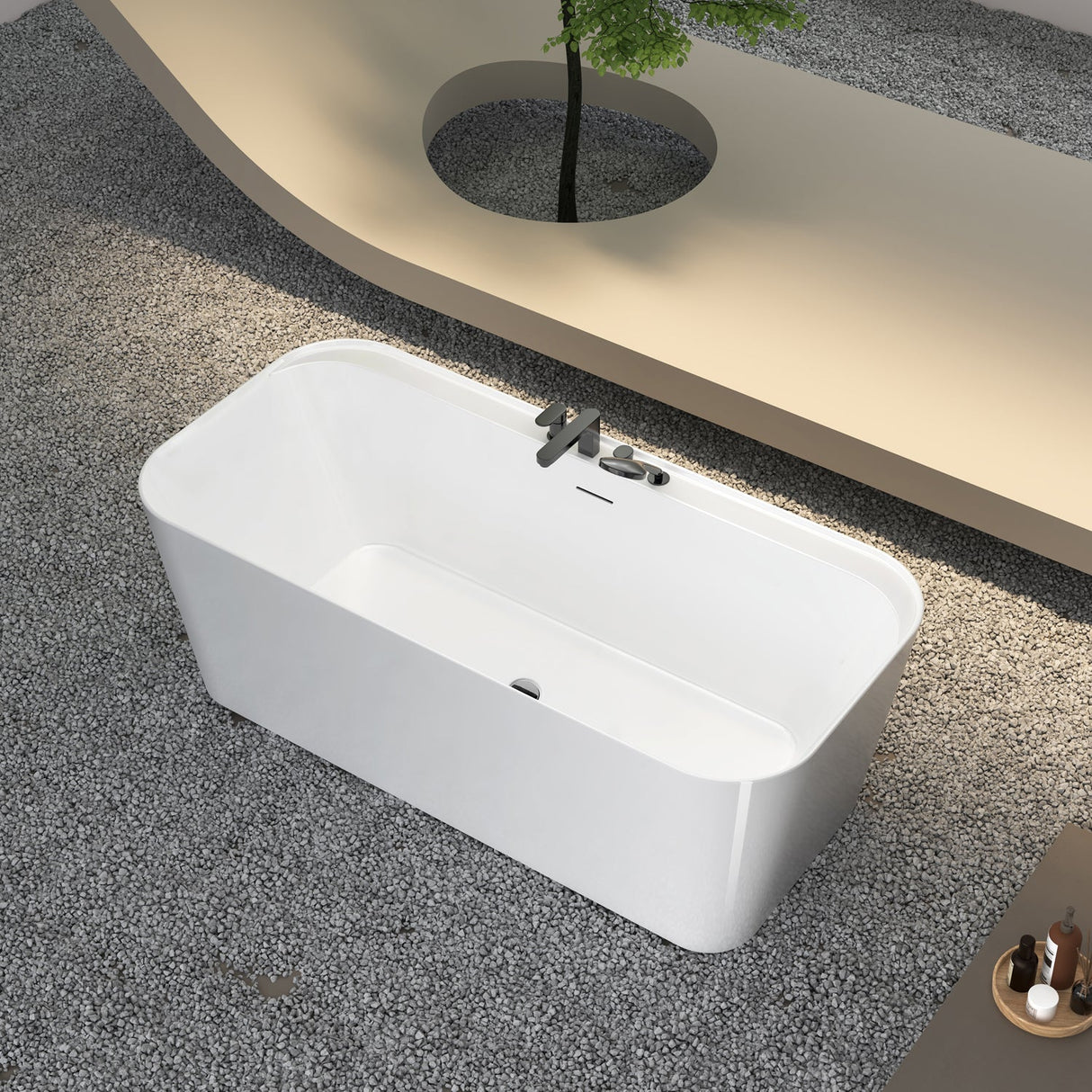 Tambora 67" Acrylic Rectangular Tub in Gloss White