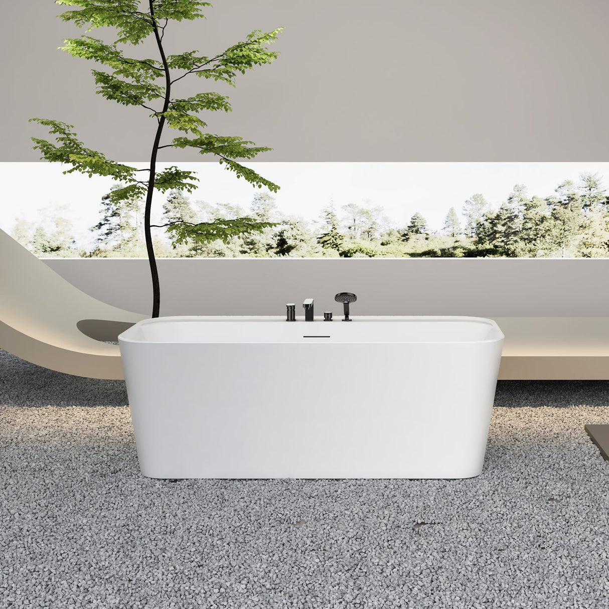 Tambora 67" Acrylic Rectangular Tub in Matte White