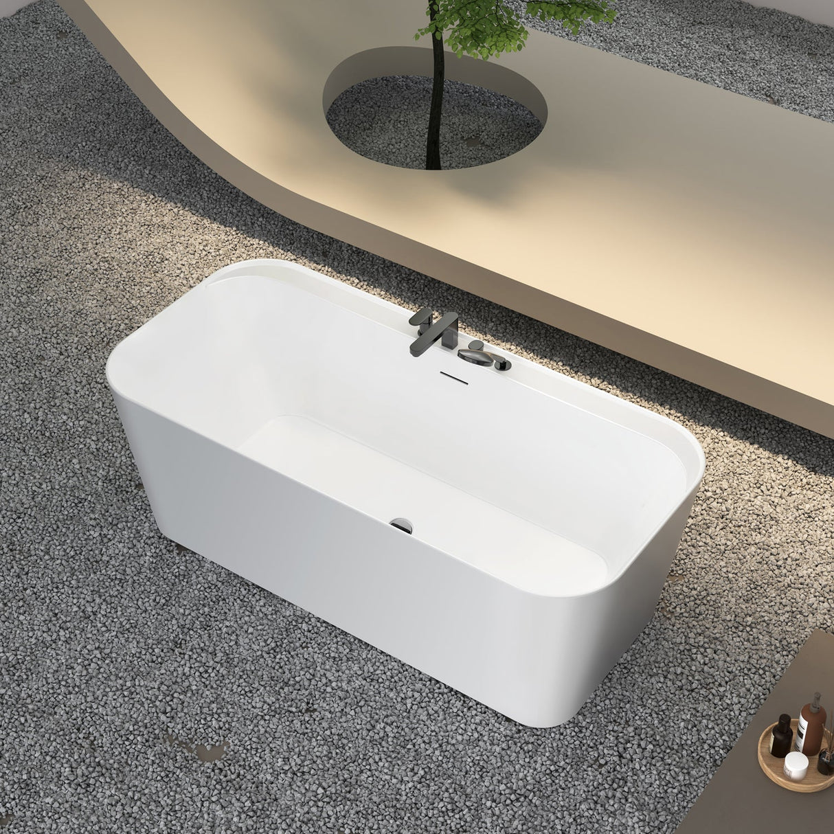 Tambora 67" Acrylic Rectangular Tub in Matte White