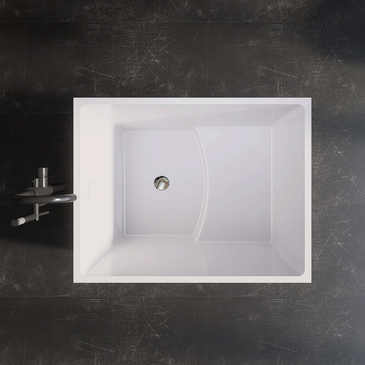 New England Home Goods Elbert 35" Freestanding Tub in White - Stone Resin Solid Surface