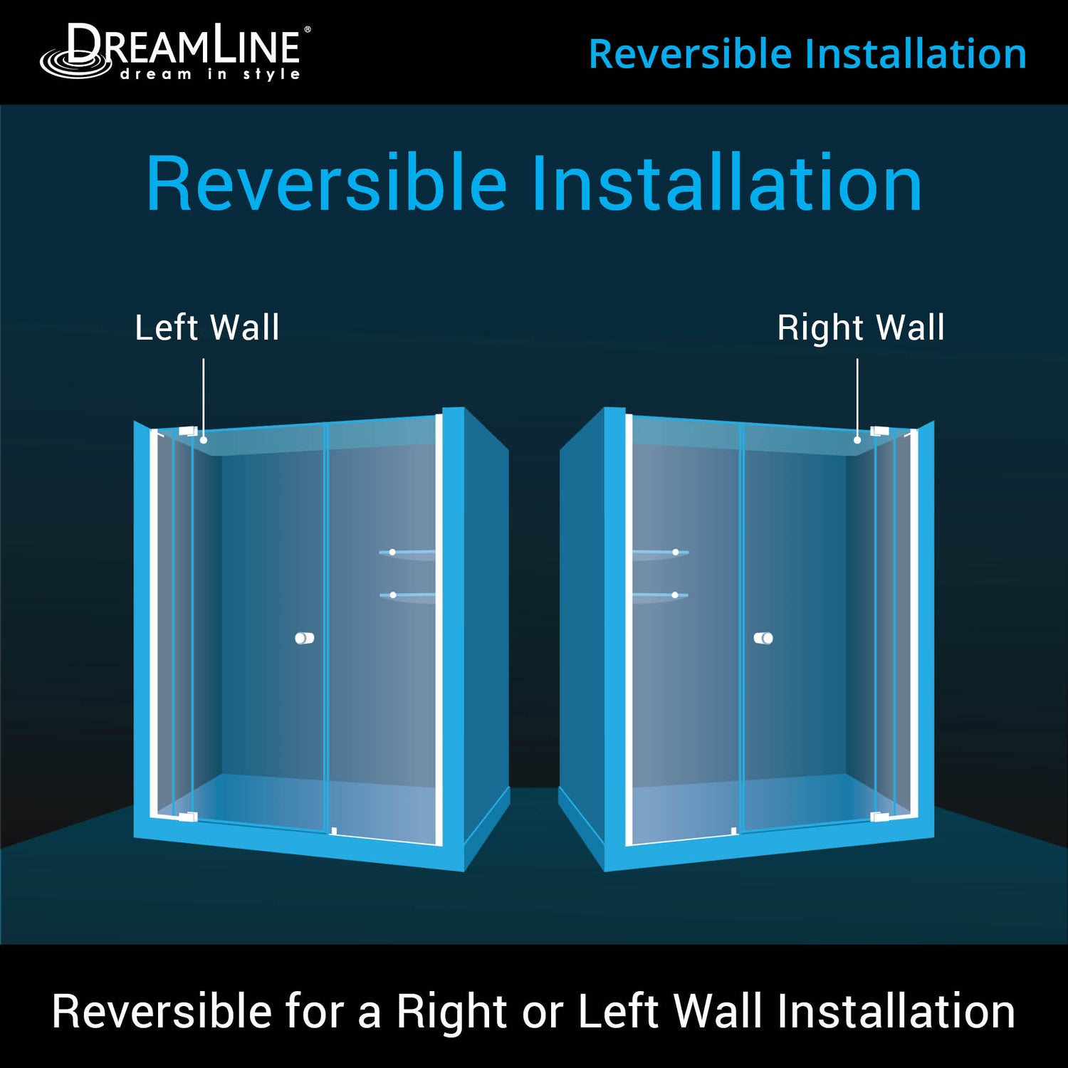 DreamLine Allure 61-62 in. W x 73 in. H Frameless Pivot Shower Door in Chrome