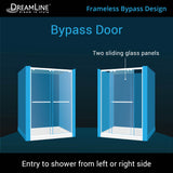 DreamLine Encore 32 in. D x 60 in. W x 78 3/4 in. H Bypass Shower Door in Chrome and Left Drain Biscuit Base Kit