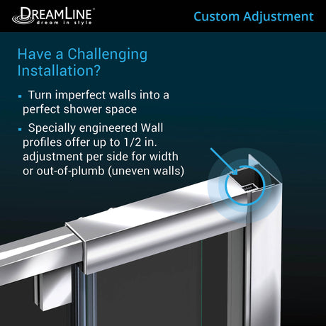 DreamLine Flex 38-42 in. W x 72 in. H Semi-Frameless Pivot Shower Door in Brushed Nickel