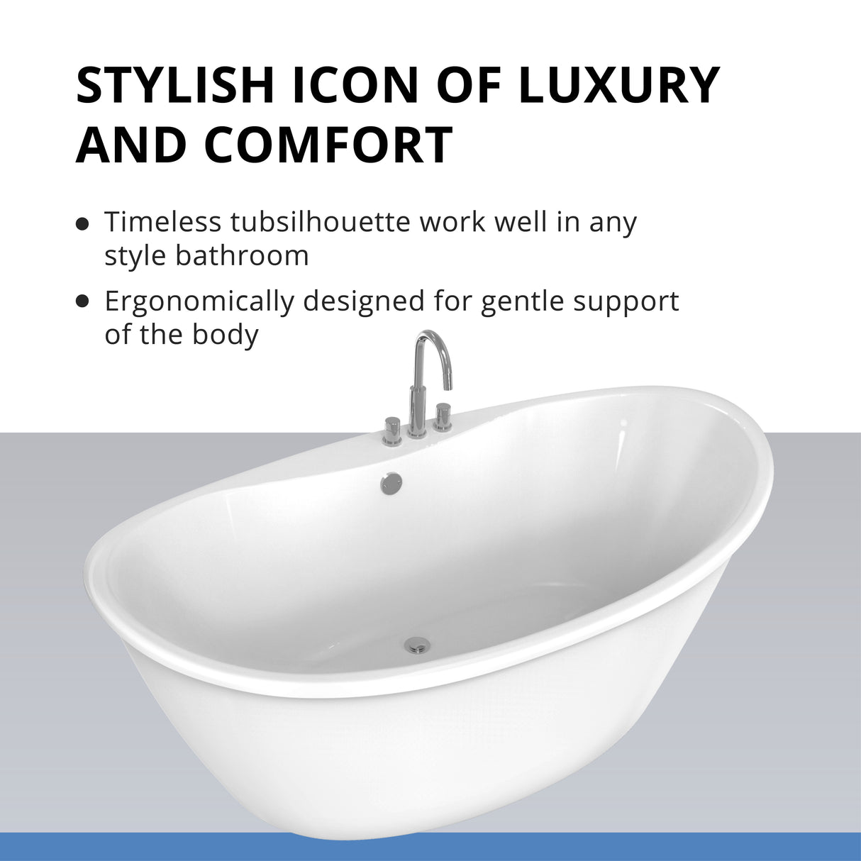 DreamLine Caspian 60 in. L x 27 in. H White Acrylic Freestanding Bathtub