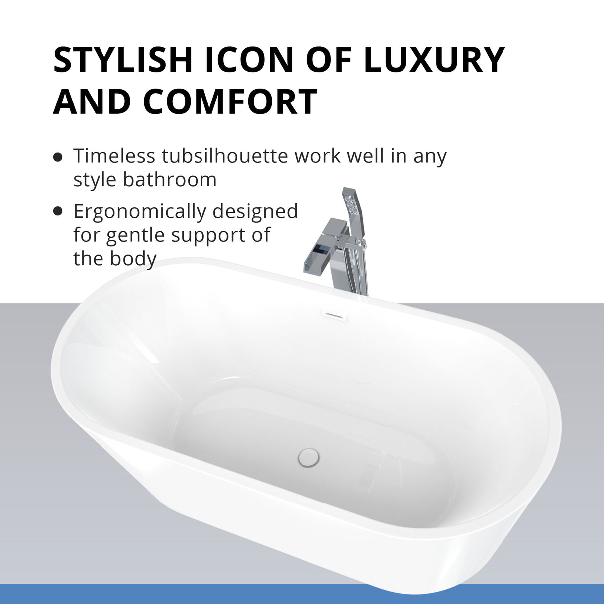 DreamLine Havana 67 in. L x 23 in. H White Acrylic Freestanding Bathtub