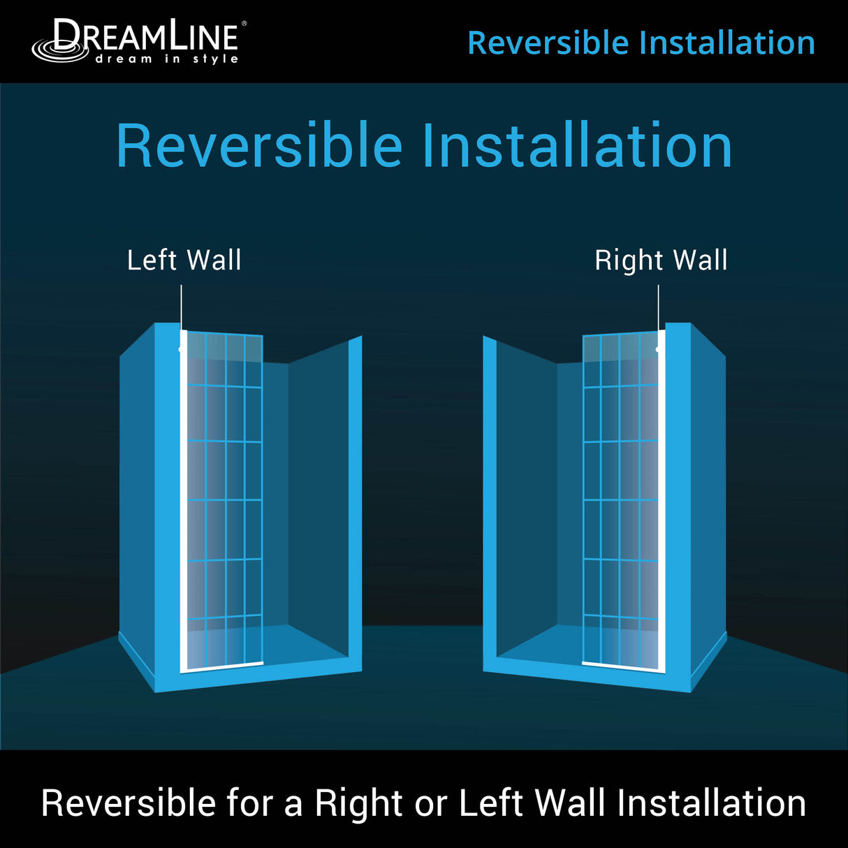DreamLine French Linea Toulon 34 in. W x 72 in. H Single Panel Frameless Shower Door, Open Entry Design in Satin Black