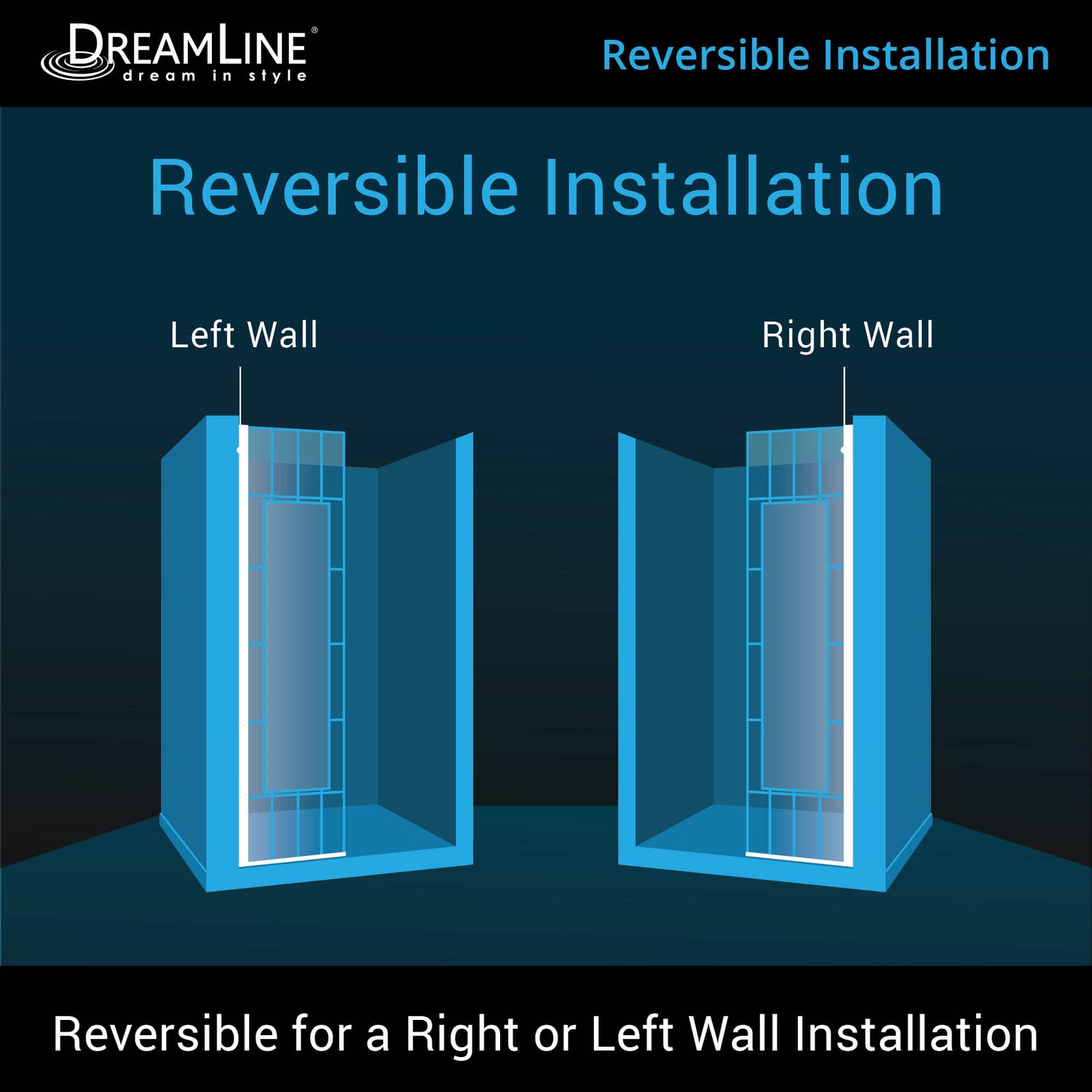 DreamLine French Linea Avignon 34 in. W x 72 in. H Single Panel Frameless Shower Door, Open Entry Design in Satin Black