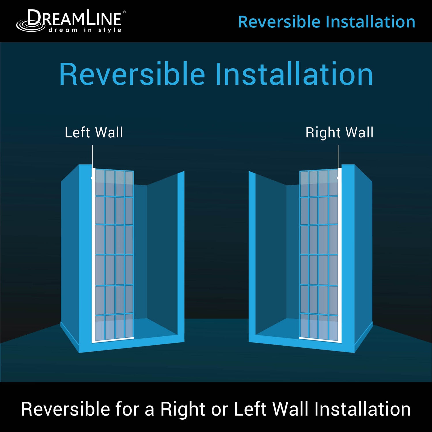 DreamLine French Linea Rhone 34 in. W x 72 in. H Single Panel Frameless Shower Door, Open Entry Design in Satin Black