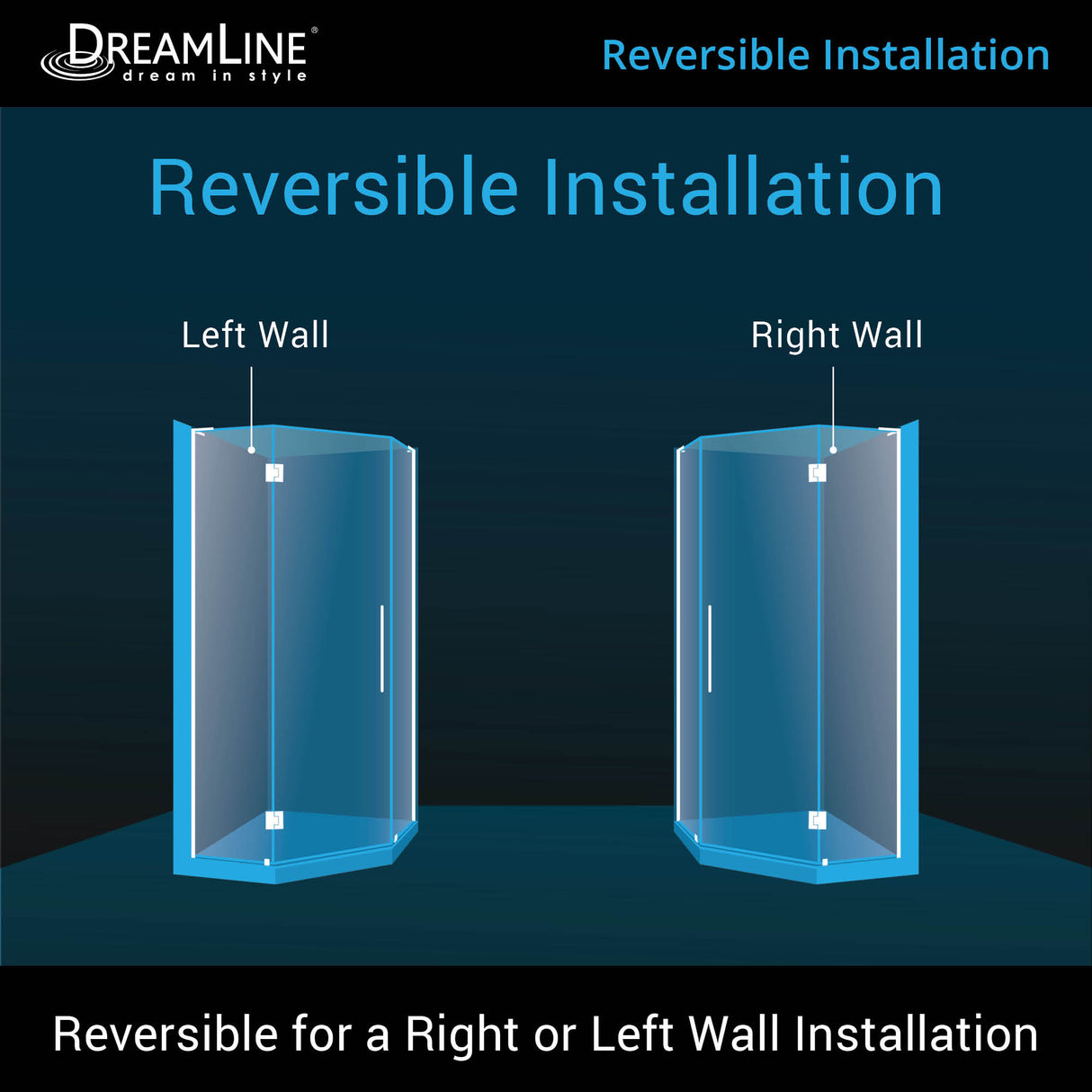 DreamLine Prism 36 1/8 in. x 72 in. Frameless Neo-Angle Pivot Shower Enclosure in Satin Black