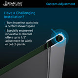 DreamLine Unidoor Plus 43-43 1/2 in. W x 72 in. H Frameless Hinged Shower Door in Brushed Nickel