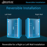 DreamLine Unidoor 48-49 in. W x 72 in. H Frameless Hinged Shower Door with Shelves in Brushed Nickel