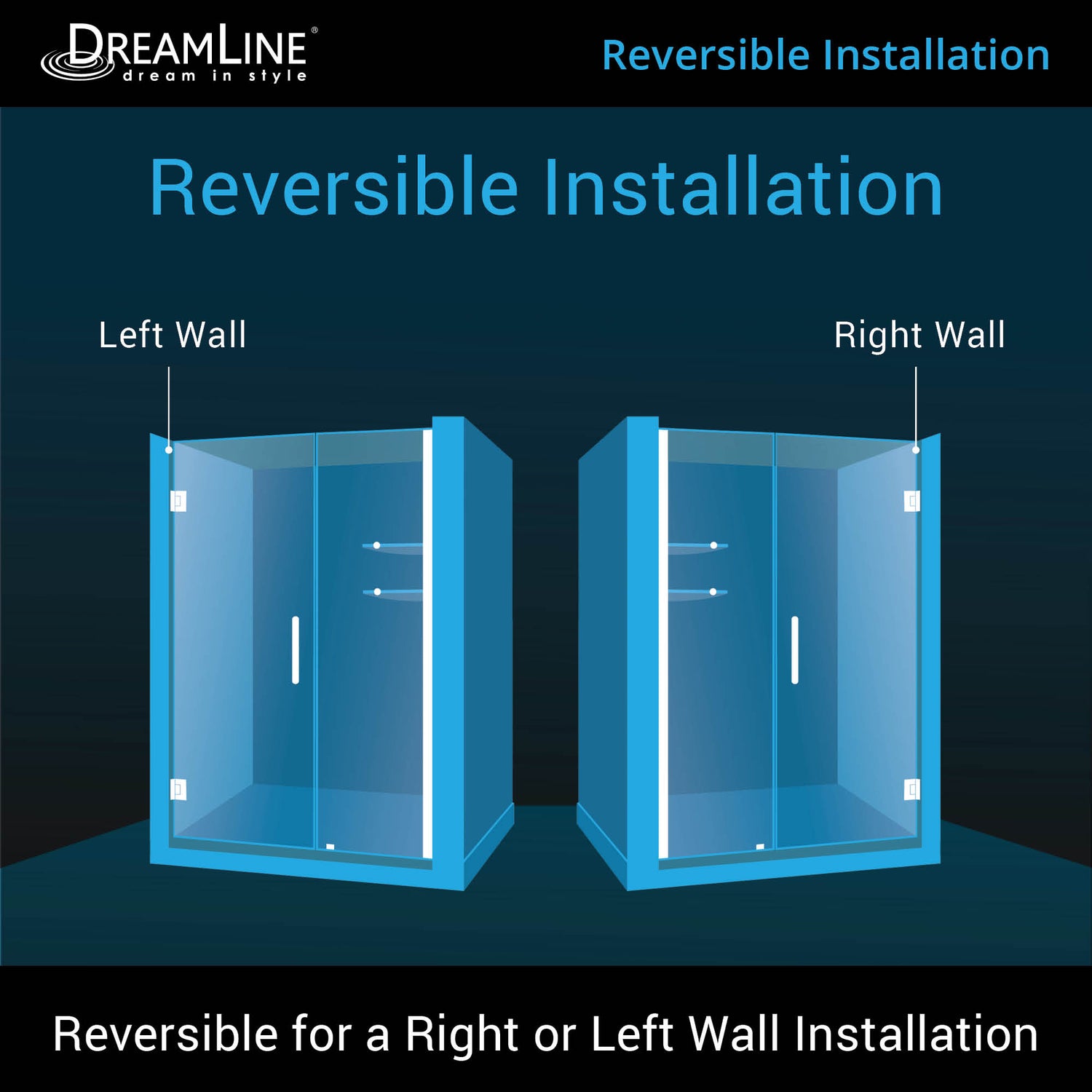 DreamLine Unidoor 51-52 in. W x 72 in. H Frameless Hinged Shower Door with Shelves in Chrome