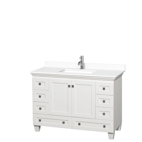 Acclaim 48 Inch Single Bathroom Vanity in White, White Cultured Marble Countertop, Undermount Square Sink, No Mirror PoshHaus